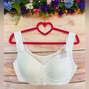 Daisy Women’s Ivory White Sweetheart Neck Front Snap Wireless Bra Size 2XL NWT